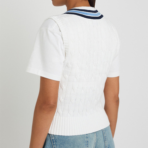 Chaleco sin Mangas de Punto con Cuello en V para Hombre, Color Sólido, Ropa Casual de Exterior, 100% Acrílico, Estilo Otoñal, Suéter Tipo Pullover - Product Image 3