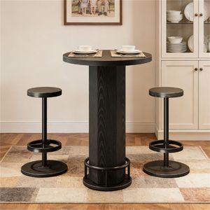Set da Bar con Tavolo e Due Sgabelli, Tavolino da Caffè e Sedie, Set per Taverna - Set di Mobili da Bar - Product Image 2