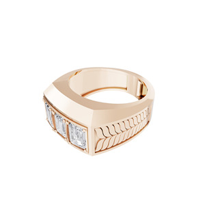 Aarinya Bold Modernist Lab-Grown Diamond Filled Emerald-Cut Men's Luxury Engagement Anniversary Party Power Ring Heavy-Gauge 14K - Product Image 5
