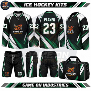 Ensemble d'uniformes de hockey sur glace personnalisés jaune et noir, sublimés, avec maillot à manches longues, short rembourré et sac de transport assorti, OEM ODM - Product Image 6