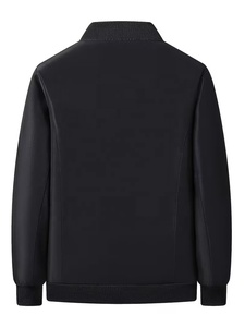 Men's <b>Black</b> Bomber Jacket <b>Fleece</b> Lined Windproof Zipper Closure Casual Solid Color Stand Collar Autumn Wear Regular Fit Front - Product Image 2