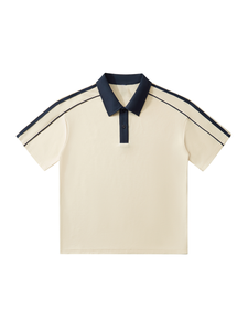 Camisa Deportiva de Lona Tejida para Hombre, Diseño Vintage con Cuello y Puños en Contraste, Secado Rápido, Absorbe la Humedad, Transpirable, con Botones y Manga Corta - Product Image 3