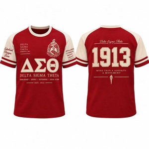 Camiseta Roja de Manga Corta con Cuello Redondo y Estampado de Letras para Hombre Delta Sigma Theta, Corte Regular, Estilo Casual - Product Image 4