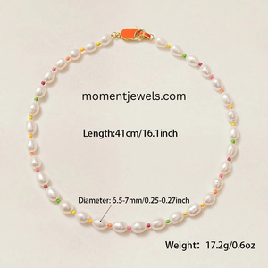 18K PVD Gold Plated Stainless Steel Freshwater Pearl <b>Candy</b> Bead Bracelet Non Tarnish Chain Link Jewelry Gift - Product Image 2