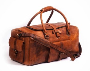 Sac à bandoulière en cuir véritable grande capacité, sac fourre-tout multifonctionnel, sac de voyage pour homme en cuir Crazy Horse - Product Image 1