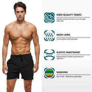 Shorts de bain pour hommes en gros, séchage rapide, polyester, shorts de plage, logo personnalisé, taille élastique, maillots de bain d'été - Product Image 5