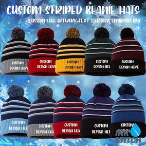 หมวกบีนนี่ลายทางริชาร์ดปอมปอม134 2025ตามสั่งปักได้ตามต้องการ - Product Image 3