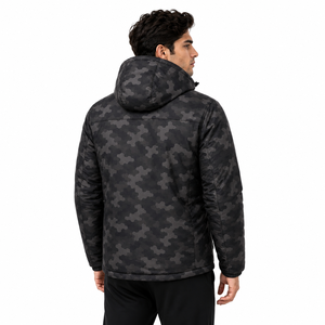 Veste d'hiver pour homme, camouflage, à capuche, matelassée, imperméable, coupe-vent, isolante thermiquement, décontractée, zippée, pour la randonnée et le camping - Product Image 4