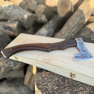 Hache de camping LEGACY BLADES de qualité industrielle, forgée à la main en acier à haute teneur en carbone, manche en bois de frêne, outil utilitaire d'extérieur, garantie de 3 ans - Product Image 1