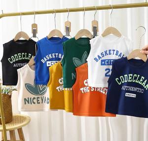 Camisetas de Verano para Niños, Personalizadas, de Alta Calidad, sin Mangas, de Algodón, con Lavado Ácido, Apliques, Bordado Vintage, Ropa Urbana - Product Image 1