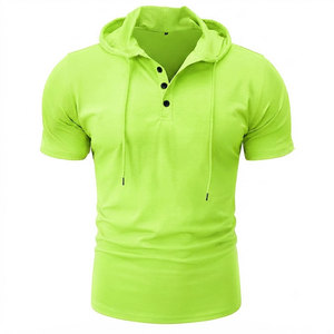 Custom Vibrant Colors Men's Short Sleeve Training Hoodie 4 Way Stretchable Fabric Quick Dry Powerlifting Gym Hoodie Low Price - Product Image 2