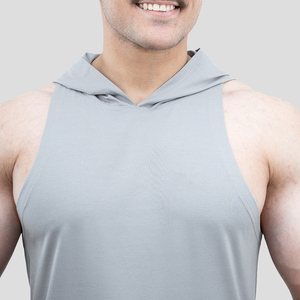 Sudadera con Capucha para Hombre, sin Mangas, Cuello en V, Color Sólido, Tejida, Transpirable, de Secado Rápido, con Logotipo Personalizado, Informal - Product Image 4