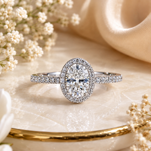 Anillo de compromiso de diamante de corte ovalado para mujer, diamante cultivado en laboratorio con certificado IGI, estilo clásico, oro de 10K, 14K, 18K, plata 925, 935 - Product Image 1