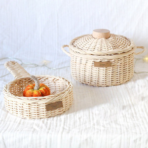 Superior quality <b>kitchen</b> <b>toys</b> for girls hand woven rattan plate <b>toy</b> <b>set</b> miniature serving plates - Product Image 4