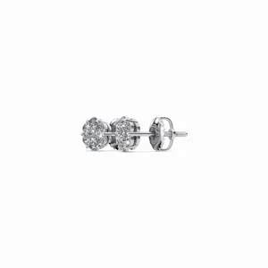 Boucles d'oreilles en diamants cultivés en laboratoire, 14 pierres en or blanc 18 carats, certifiées IGI, bijoux tendance HIPHOPSTAR pour femmes - Product Image 2