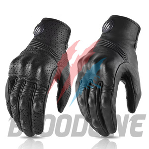 Guantes deportivos transpirables de cuero negro, guantes de moto para las cuatro estaciones, guantes de ciclismo sin forro - Product Image 5