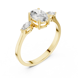 Bague de fiançailles en or jaune plaqué or avec diamant taille ovale et design solitaire classique pour femme - Cadeau d'anniversaire - Product Image 3