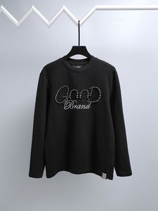 Sweat-shirt à col rond en tissu tissé noir pour homme, imprimé à pois blancs, coupe classique, streetwear décontracté, respirant, écologique, hiver - Product Image 1