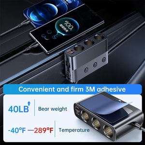 Alimentez 7 appareils simultanément avec un chargeur de voiture 7 en 1 de 127 W, câble d'extension de 1 m, 3 interrupteurs individuels pour une charge rapide - Product Image 3