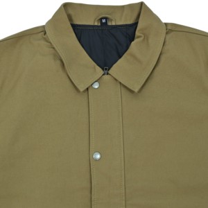 Men's Brown Canvas Logo Front Hooded Collar Shirt Jacket <b>Covered</b> <b>Button</b> Closure Breathable 100% Cotton Winter Streetwear Regular - Product Image 5