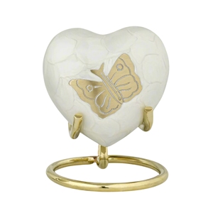 Support décoratif en forme de cœur argenté avec motif papillon, style européen, pour urne funéraire - Product Image 6