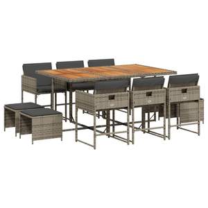 Conjunto de comedor de jardín gris y marrón para 6 personas, muebles de exterior resistentes a la intemperie, diseño contemporáneo, estructura de acero, mesa de madera maciza - Product Image 2