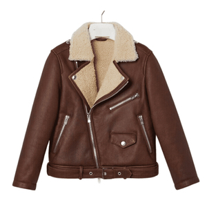 <b>Men's</b> Brown <b>Shearling</b> Leather Long Winter <b>Jacket</b> with Fur Collar Warm Lining and Classic Button Customized Design - Product Image 2