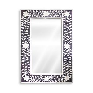 Floral Bone Inlay Large Elegant Bohemian Handmade Wall <b>Mirror</b> with Floral Pattern for Bathroom Use and Living Room Decor - Product Image 6