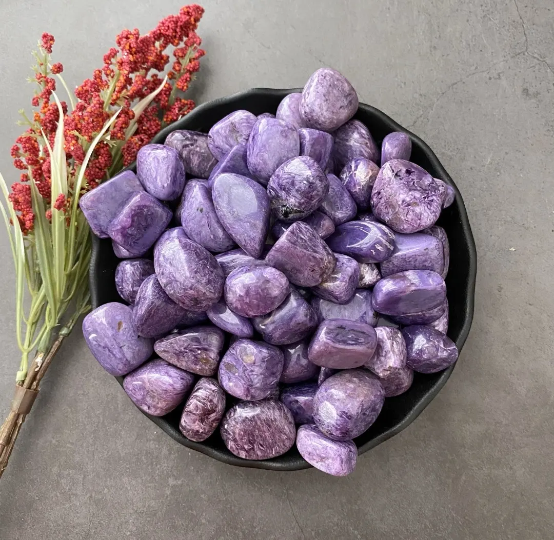New arrivals high quality rare healing crystals gemstone natural purple Charoite crystal tumbled stone for sale