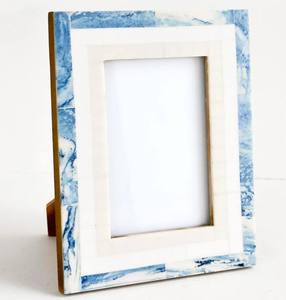 Luxury Blue Bone Inlay Wooden Photo <b>Frame</b> Handmade Marble Pattern Picture <b>Frame</b> Decorative Tabletop Desktop Display <b>Frame</b> Home - Product Image 6