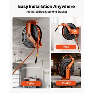 Avvolgitubo Automatico per Compressore d'Aria da 1/2 Pollice x 50 Piedi, Tubo Industriale in Gomma da 300 PSI con Cavo di Alimentazione da 5 Piedi - Product Image 5