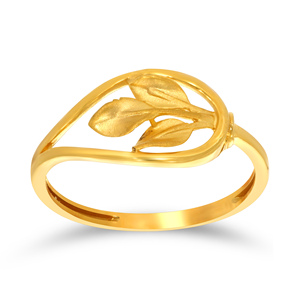 Bague en or Goutte de Feuille, Bague de luxe en or à motif botanique pour Femme, Élégante, à cadre ouvert, inspirée de la nature, Bijou à porter au quotidien - Product Image 1
