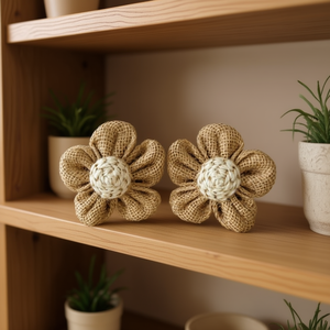 Fiore di Iuta Ilan 9,5cm 2 Pezzi Decorazione Artigianale - Product Image 3