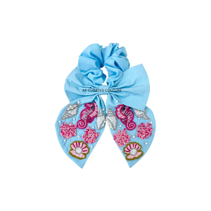 Coleteros azules con diseño de caballito de mar bordado a mano, accesorio de moda para mujer, diseño con cuentas hecho a mano, estilo casual. - Product Image 5