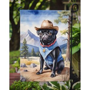 Bandera de jardín de bienvenida de vaquero Pug Multicolor, bandera decorativa de patio, pancarta para ilustraciones de Patio para macizos de flores y buzones - Product Image 3