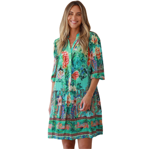 Vestido Mini Estampado para Mujer, Manga Abullonada, Ropa Casual - Product Image 5