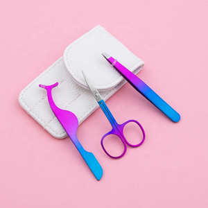 Juego de Herramientas de pestañas postizas de acero inoxidable OEM, aplicadores de pestañas, traje de etiqueta privada, pinzas para cejas, logo personalizado, Juego de 3 uds. - Product Image 4