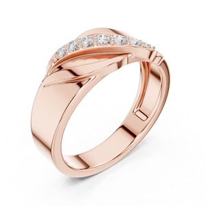 Anillo Clásico para Hombre de Oro Rosa de 14K con Diamante Cultivado en Laboratorio, Diseño de Onda Infinita y Curva Elegante - Product Image 2