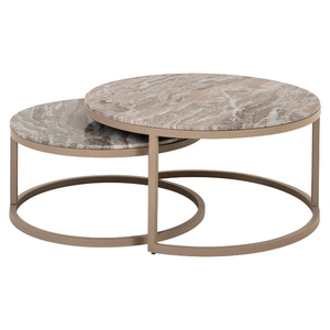 Modern Eco-Friendly Marble Top <b>Coffee</b> <b>Table</b> <b>Set</b> with Metal Frame <b>Nesting</b> Design for Living Room and Hotel Furniture - Product Image 5