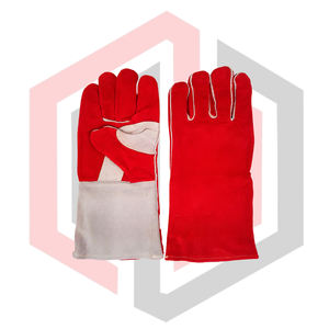 Gants de soudage en cuir rouge, résistants aux déchirures, ignifuges, anti-chaleur, anti-coupures, antidérapants, sans silicone, 14 pouces, pour soudeurs, travaux de barbecue, TIG - Product Image 1