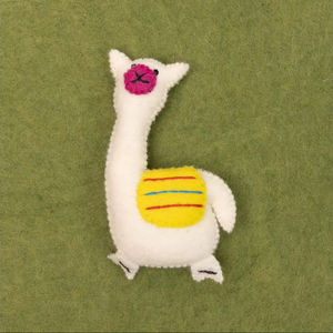 Adorno de lana de fieltro de lama, hecho a mano, cosido, decoración colgante de animal, juguete móvil de lama, decoración para árbol de Navidad, venta al por mayor a granel - Product Image 1