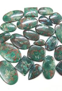 ¡Lote a granel de alta calidad de piedra preciosa suelta verde cabujón de crisocola natural para la fabricación de joyas de forma mixta increíblemente buena! - Product Image 3