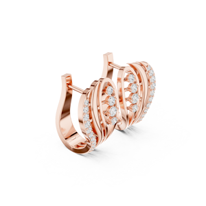 Boucles d'oreilles créoles Bali en argent sterling 925 plaqué or rose 18 carats avec zircon en grappe céleste, bijoux de créateur chics pour femme - Product Image 4