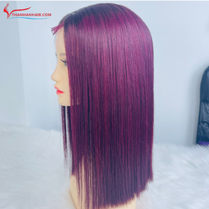 THE LUXURY HAIRSTYLES Perruque colorée lisse 14 pouces, longue durée, perruques vietnamiennes, extension de cheveux humains, Genius Weft - Product Image 1