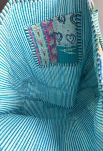 <b>Patchwork</b> Cotton Tote <b>Bag</b> With Striped Handles Bohemian Style Open Top Shopping <b>Bag</b> All Seasons Use gift for her - Product Image 6