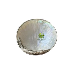 Assiette en coquille d'huître naturelle, fait main, plat de service en coquille de perle pour la décoration de maison de style côtier - Product Image 5