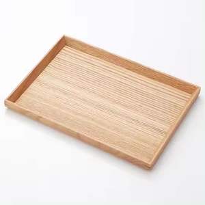 Plateau de service et de rangement en bois poli naturel pour thé, café, petit-déjeuner, de forme ovale, plat de service moderne pour table, maison et cafés - Product Image 2