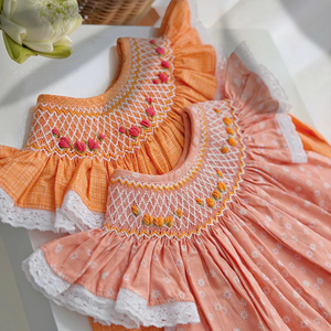 Vestido de Lino Fruncido de Longitud Personalizada para Bebés Niñas, Holgado y Cómodo, para las 4 Estaciones, con Estampado Floral y Animal - Product Image 1