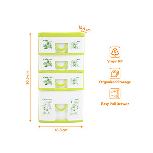 Virgin PP 4-<b>Drawer</b> Foldable Multi-Purpose Plastic Storage Box Stackable <b>Office</b> Organizer Modern Standing <b>Drawer</b> <b>Unit</b> Kitchen - Product Image 1