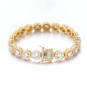 High Quality Hip Hop Iced Out VVS Moissanite Diamond Tennis Bracelet 925 Sterling Silver Bling for <b>Men</b> - Product Image 5